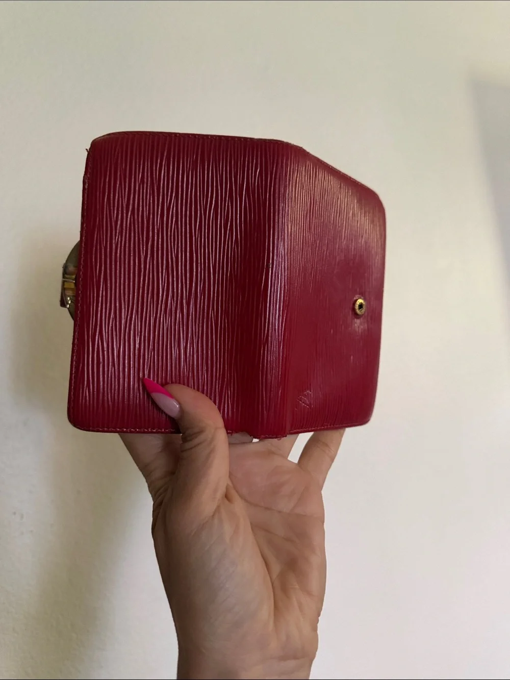 Louis Vuitton Red Epi Porte monnaie billets viennois kiss lock Wallet